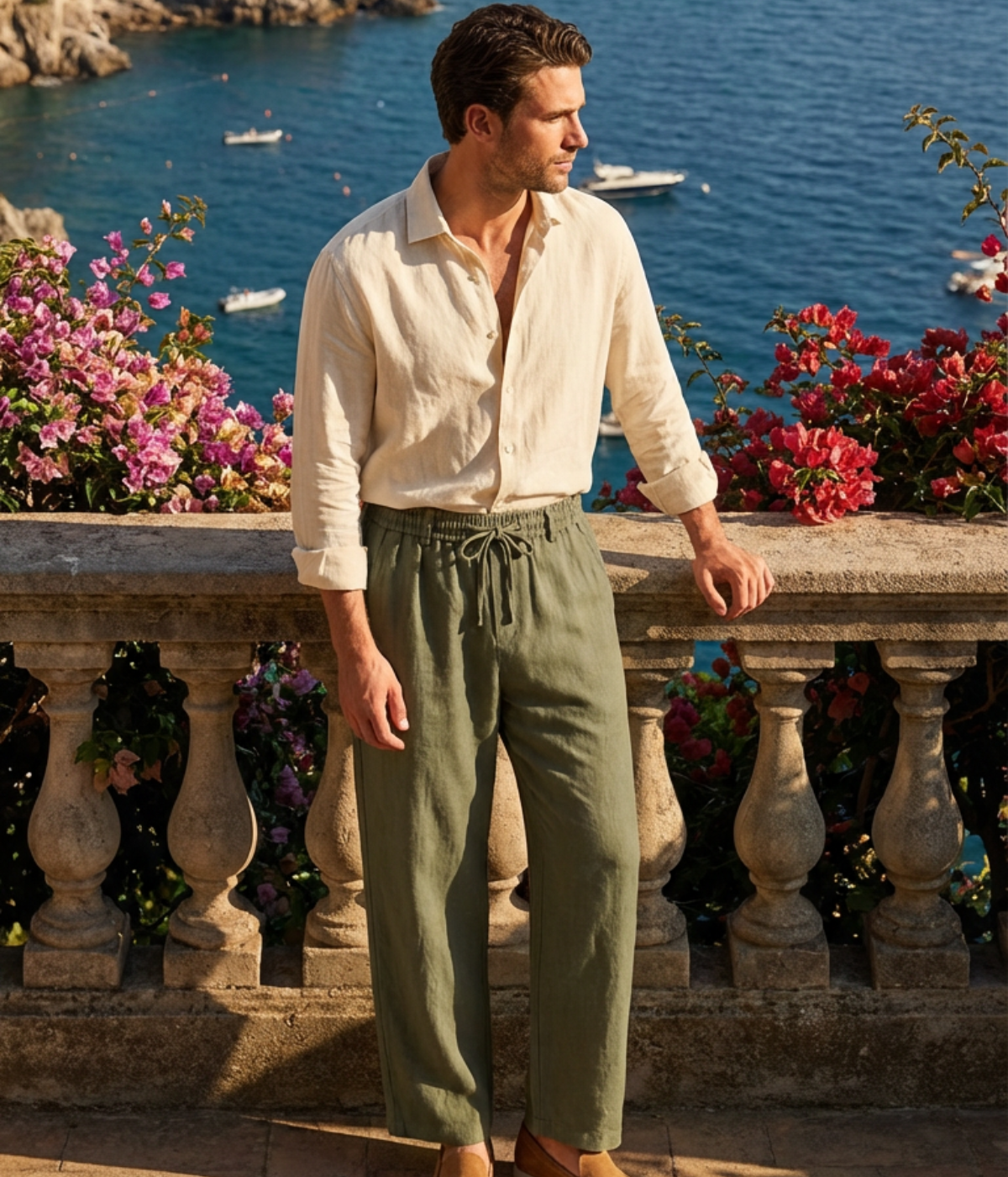 Olive Linen Trousers – Positano Life