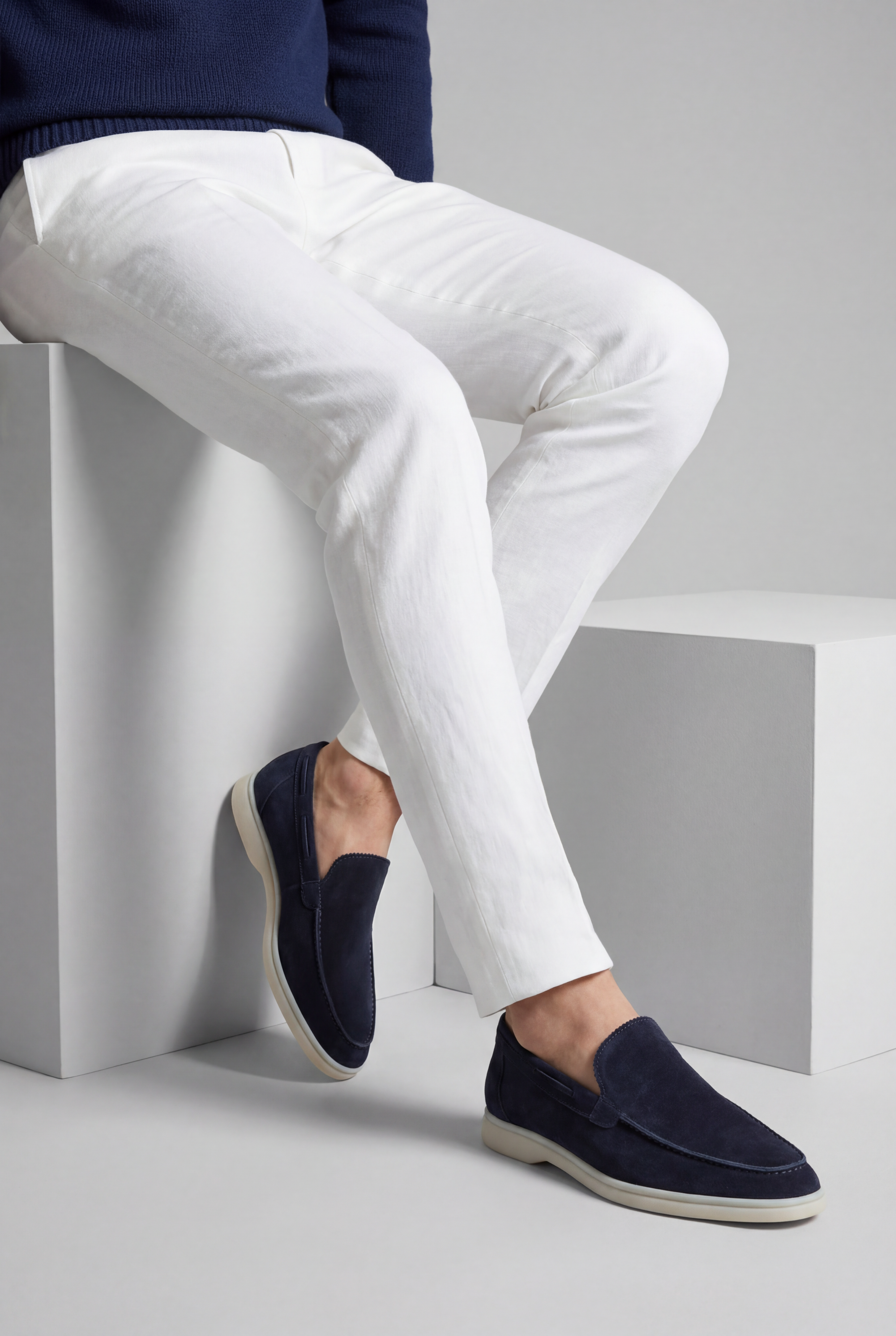 Moreno Classic Suede Loafer Navy – Positano Life