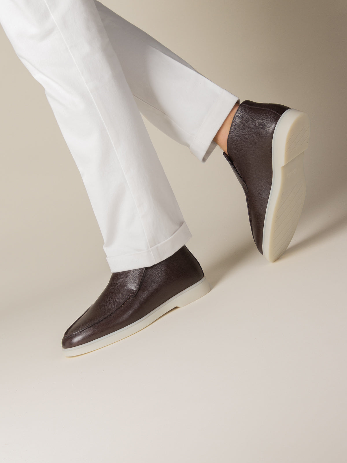 Shearling-Lined Brown Grain City Loafer – Positano Life