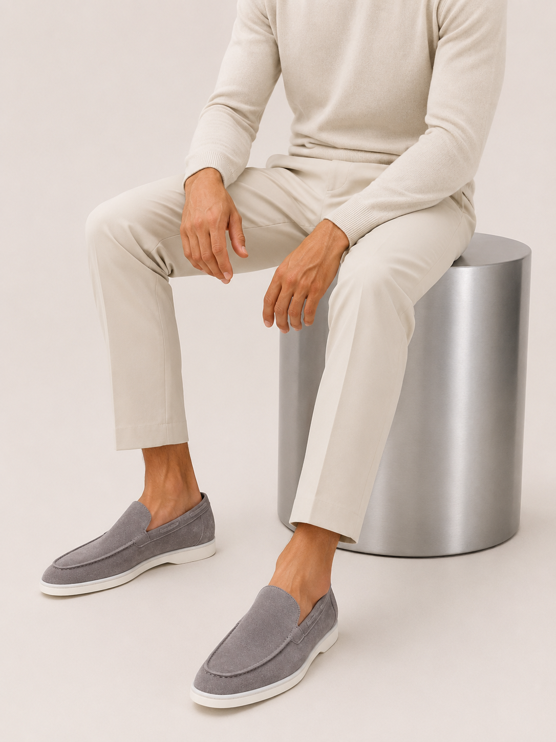 Moreno Suede Loafer Light Grey – Positano Life