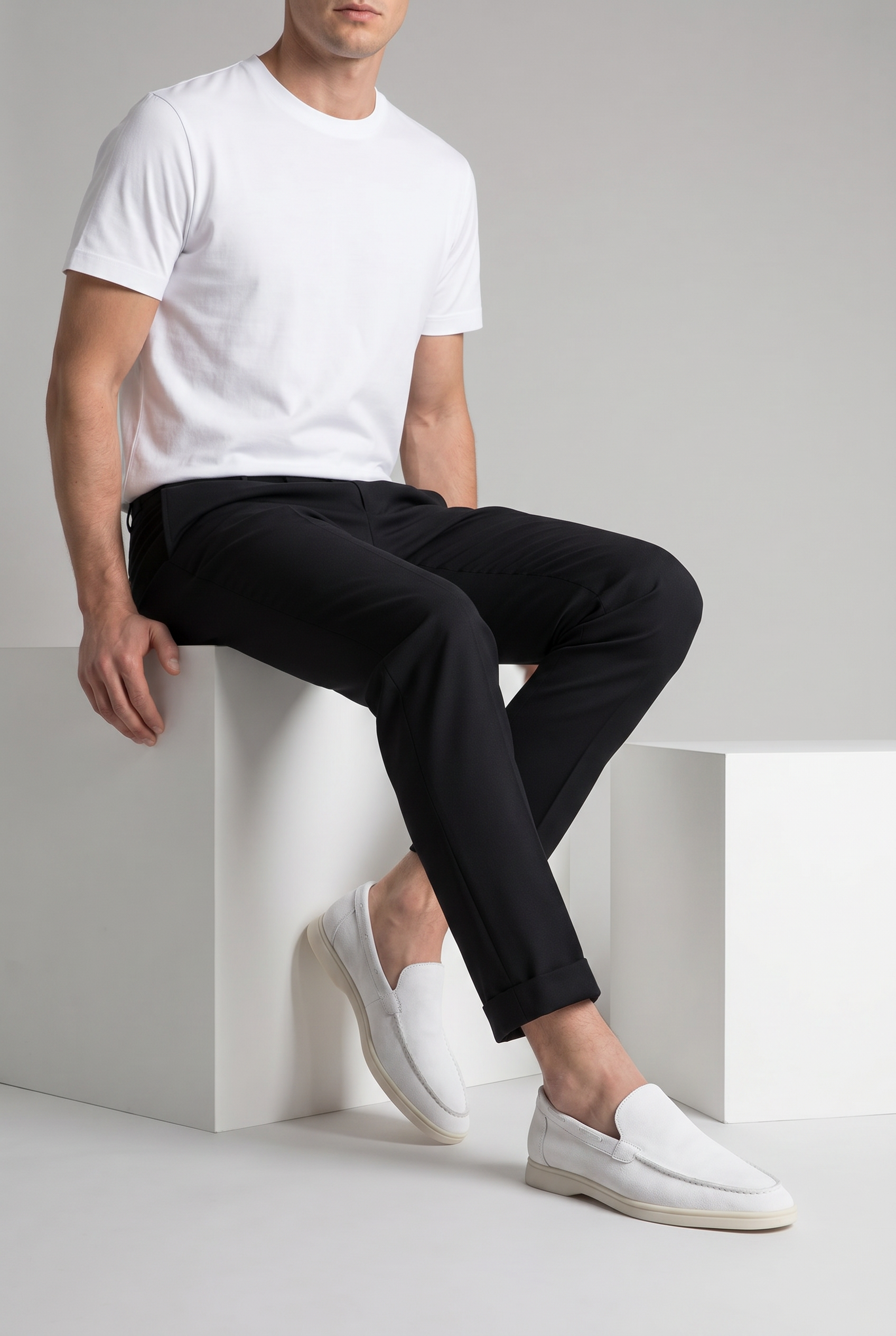 Moreno Suede Loafer White – Positano Life