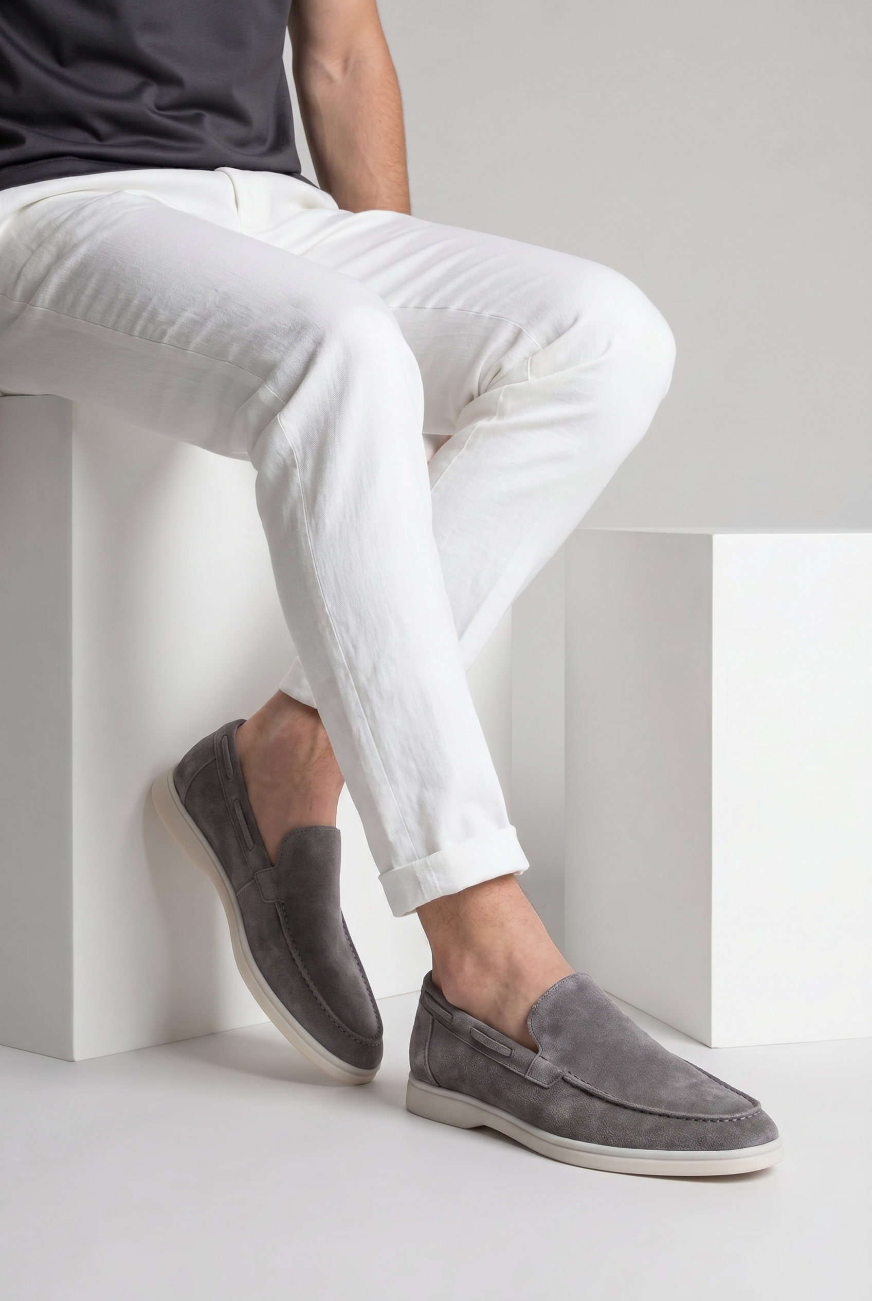 Moreno Classic Suede Loafer Grey – Positano Life