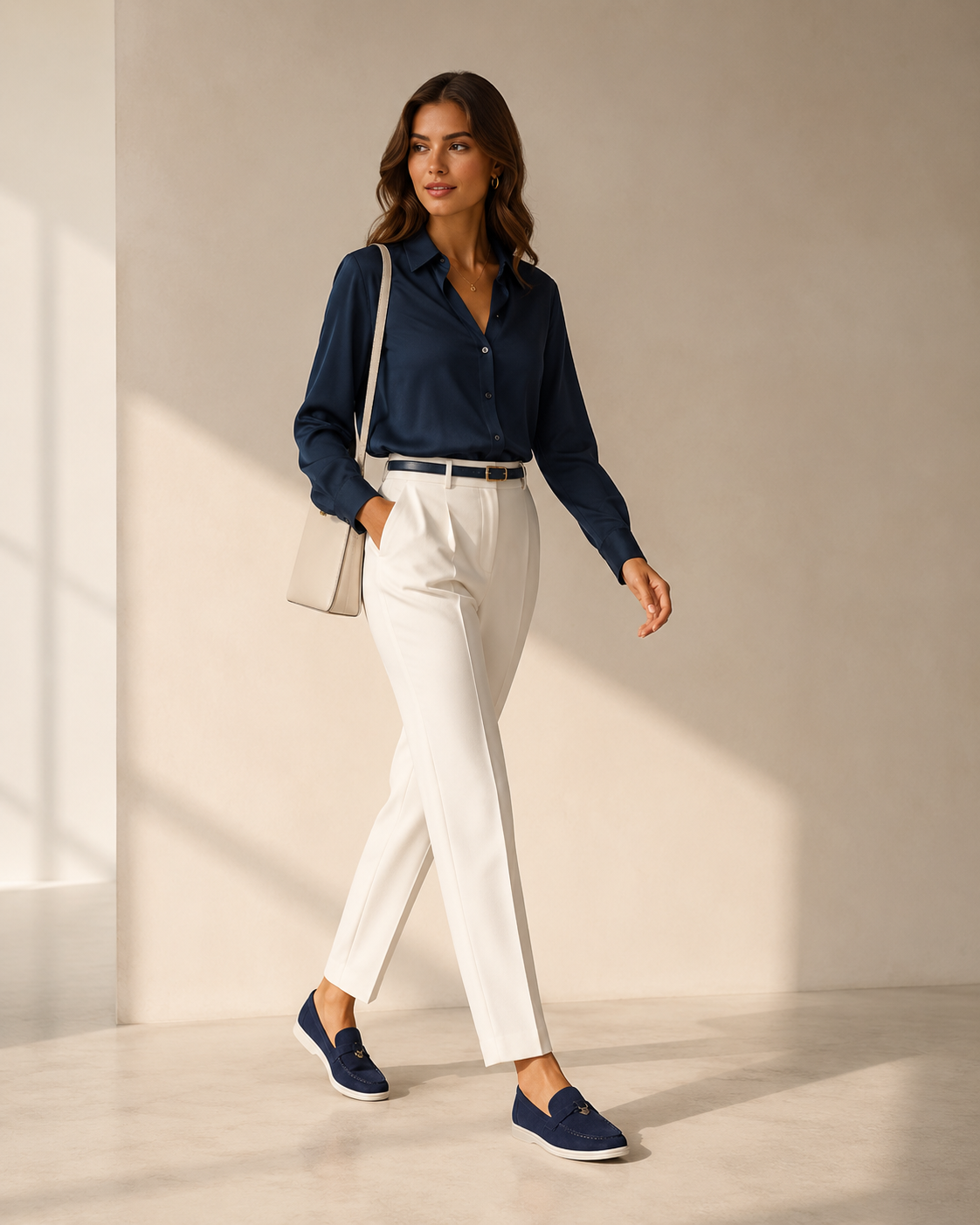 Lady Navy Blue Buckle Loafer – Positano Life
