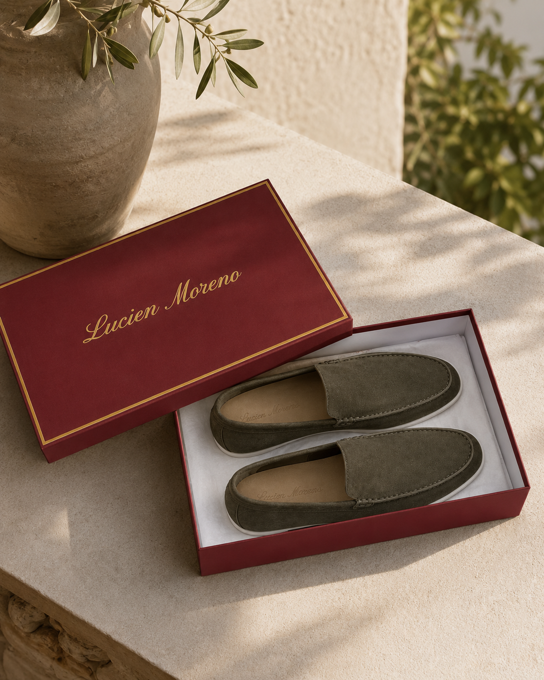 Army Green Cowhide Slip-On Loafers – Positano Life