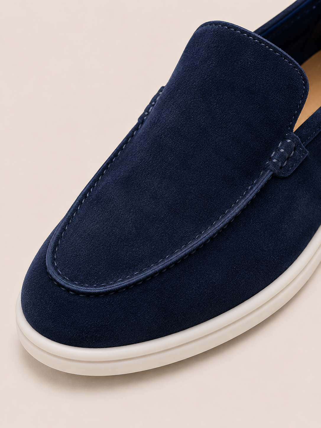 Lady Navy Blue Cowhide Slip-On Loafers – Positano Life