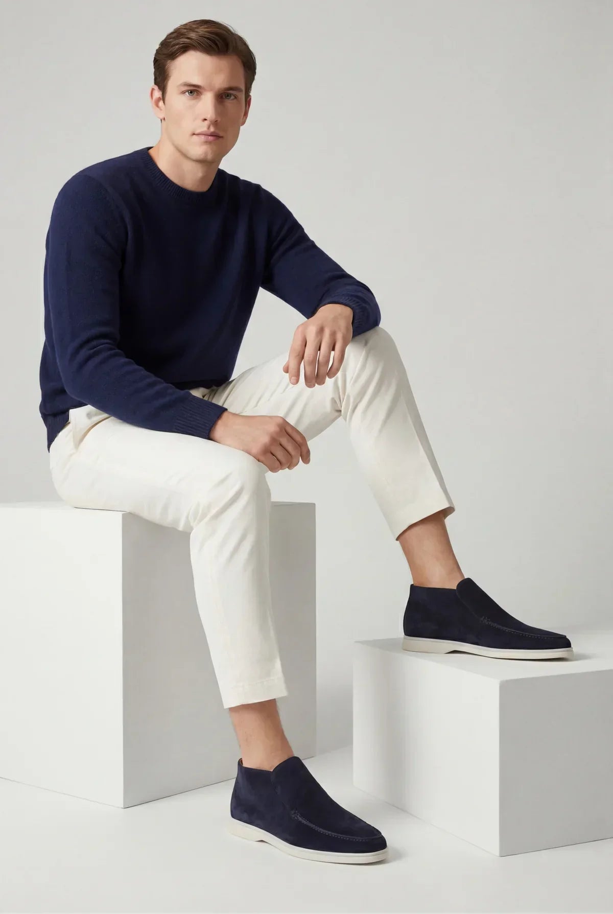 Moreno Suede City Loafer Navy – Positano Life