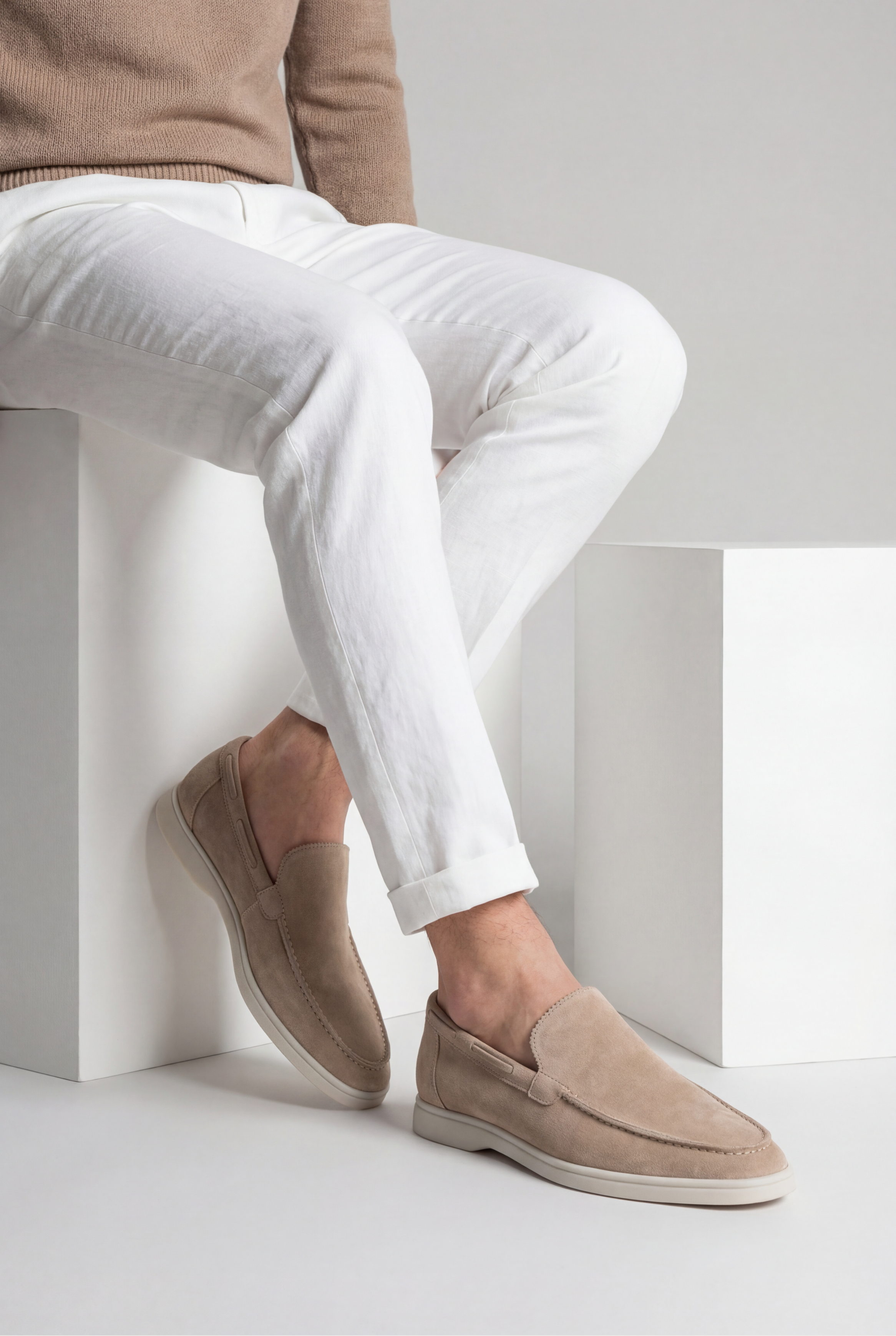 Moreno Classic Suede Loafer Beige – Positano Life