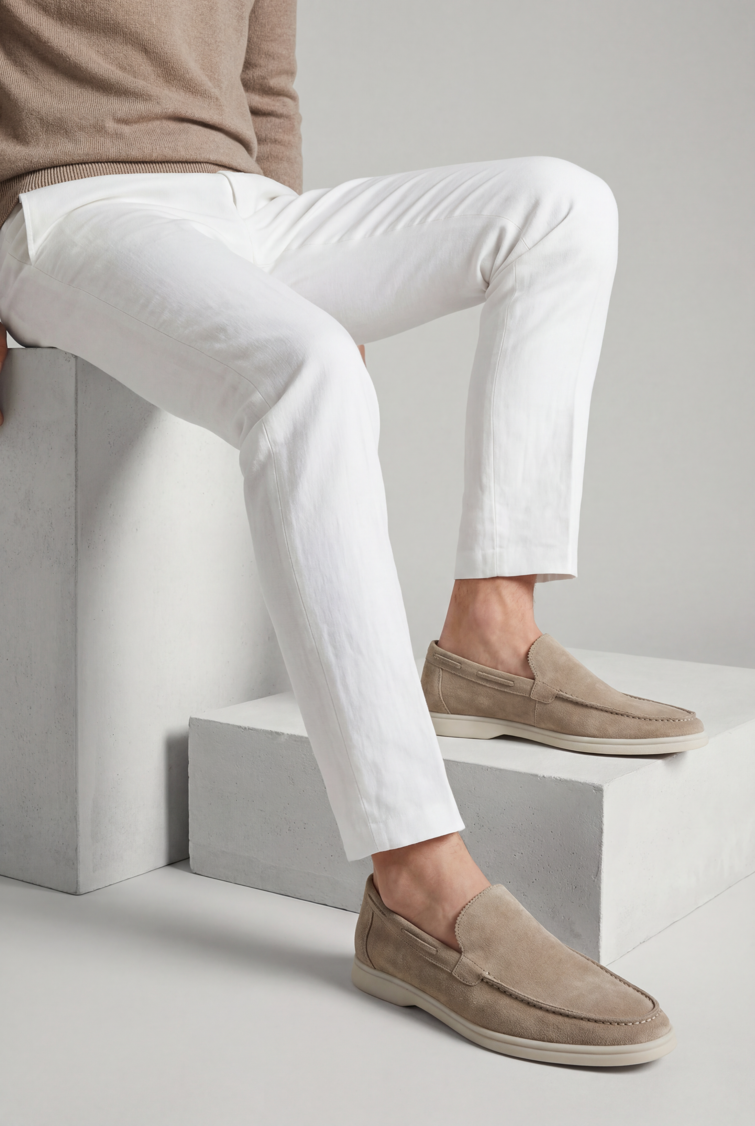 Moreno Classic Suede Loafer Light Gray – Positano Life