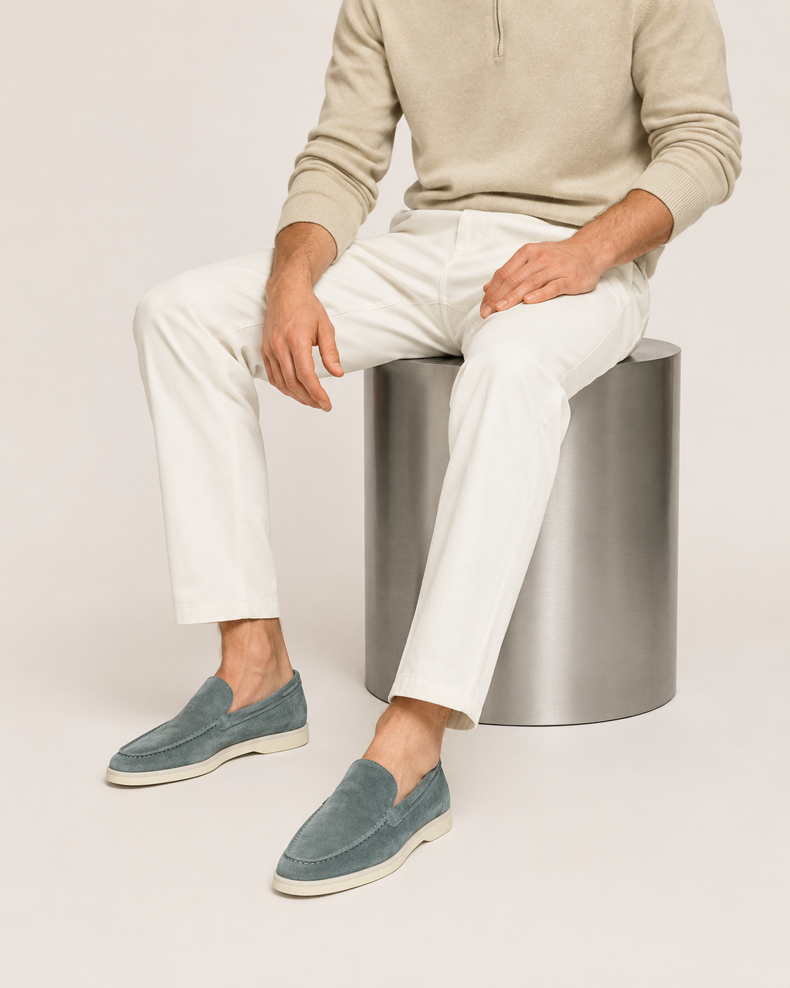 Moreno Suede Loafer Dusty Blue – Positano Life