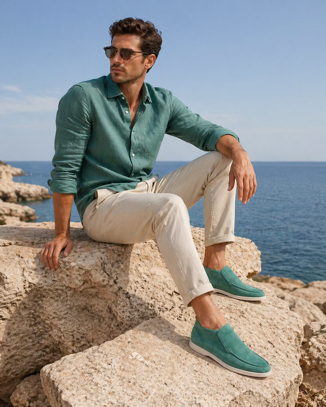 Moreno Suede City Loafer Emerald – Positano Life
