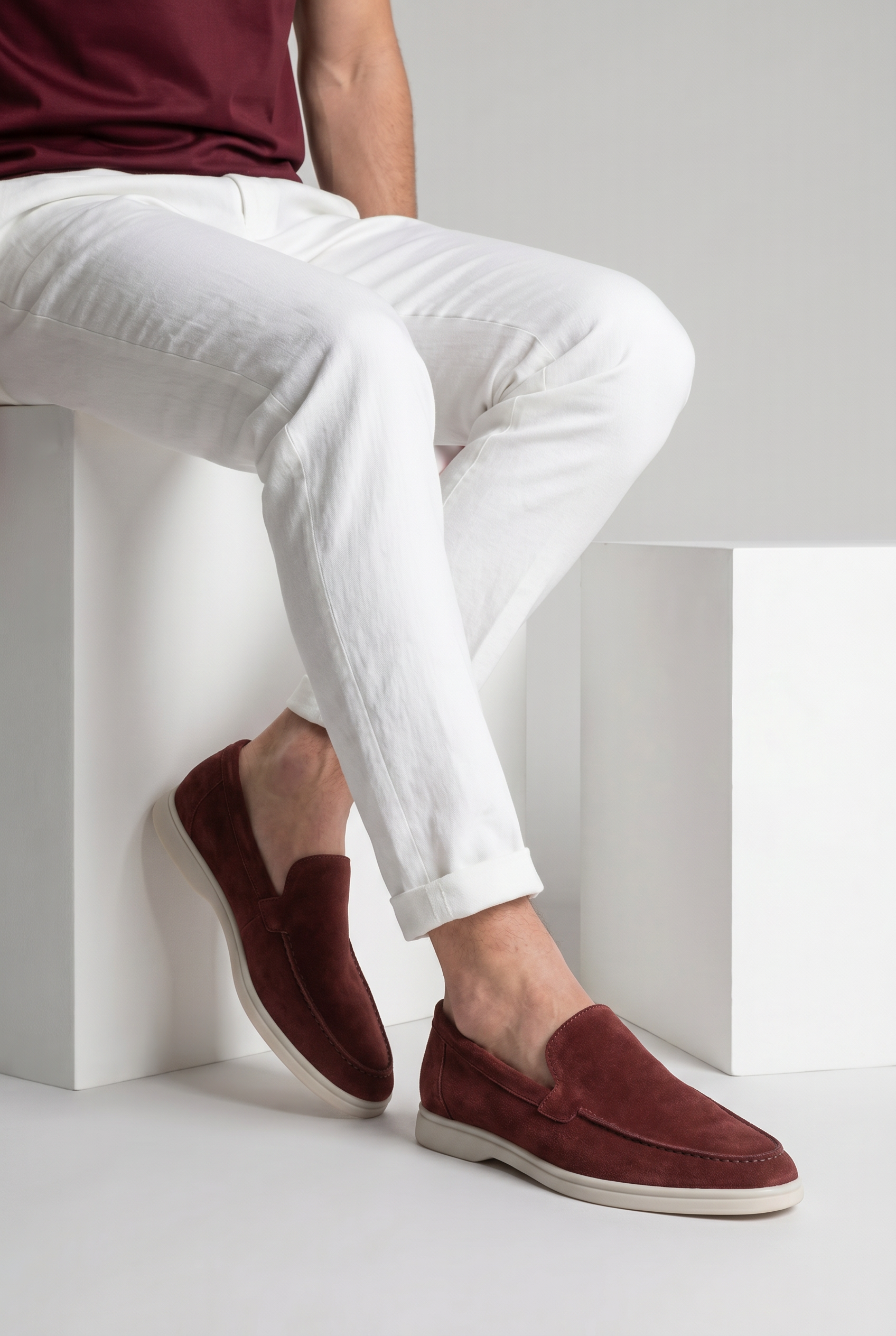 Moreno Classic Suede Loafer Burgundy – Positano Life