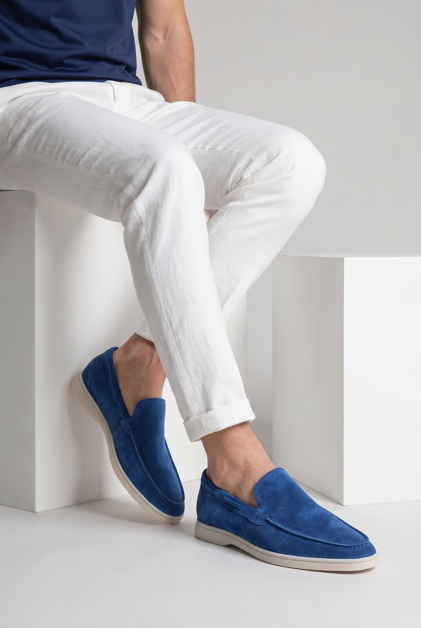 Moreno Classic Suede Loafer Royal Blue – Positano Life
