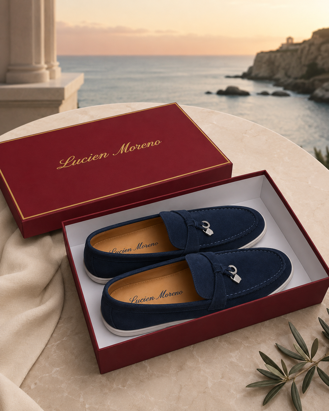 Lady Navy Blue Buckle Loafer – Positano Life