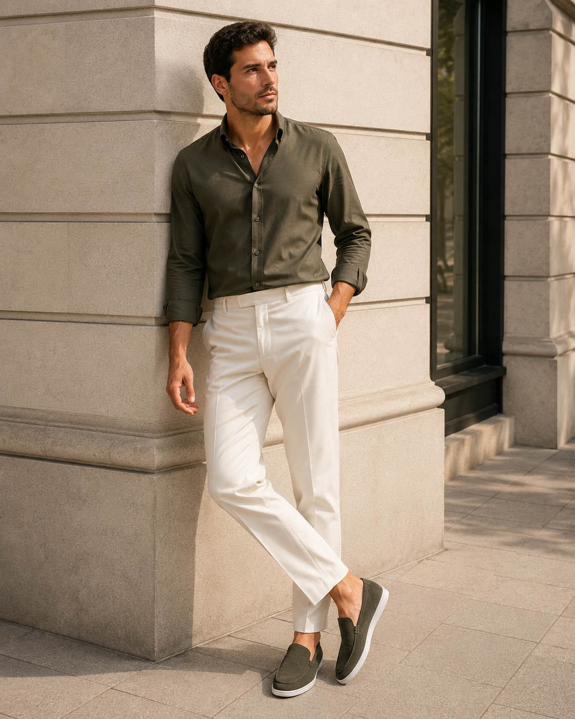 Army Green Cowhide Slip-On Loafers – Positano Life