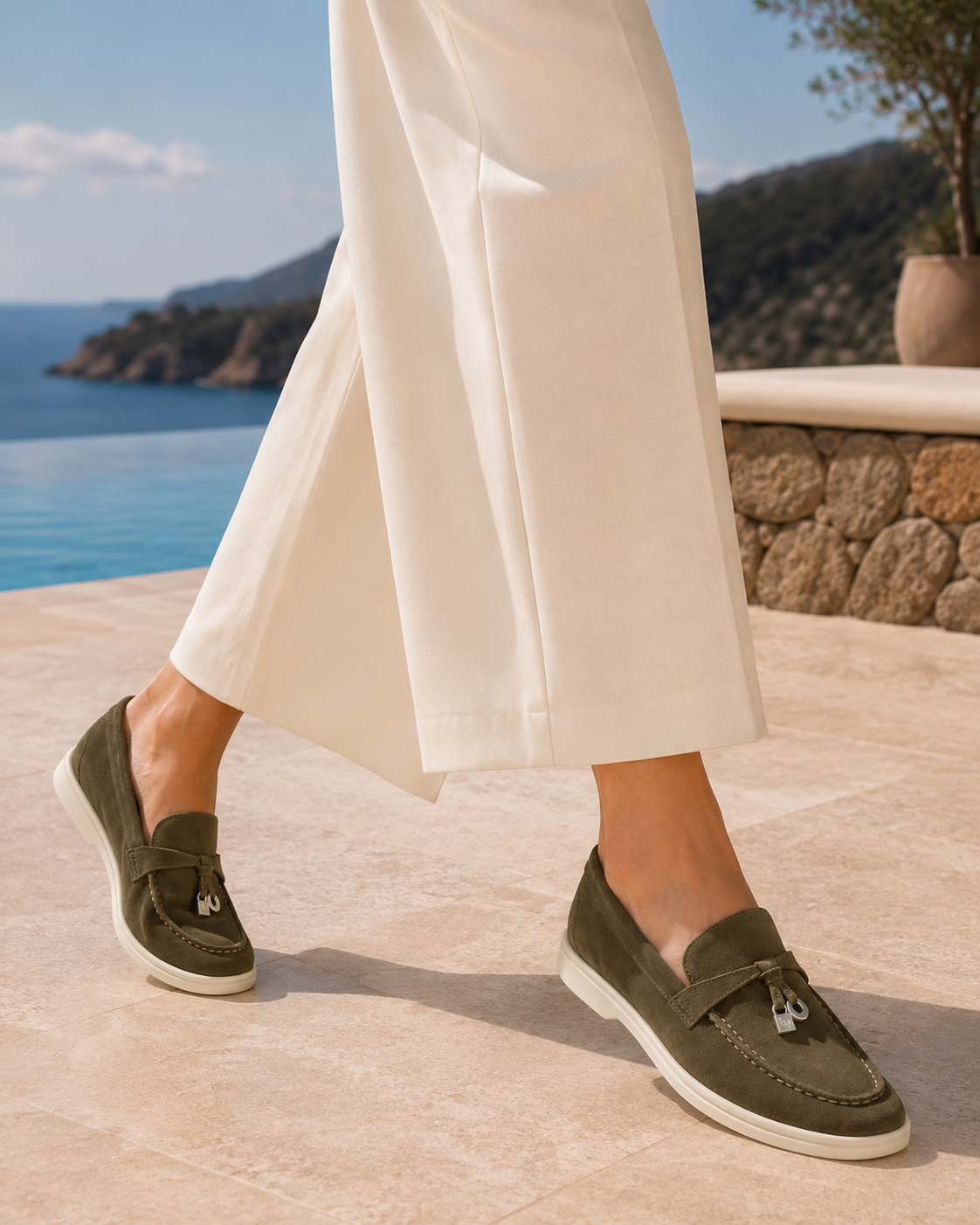 Lady Olive Green Buckle Loafer – Positano Life