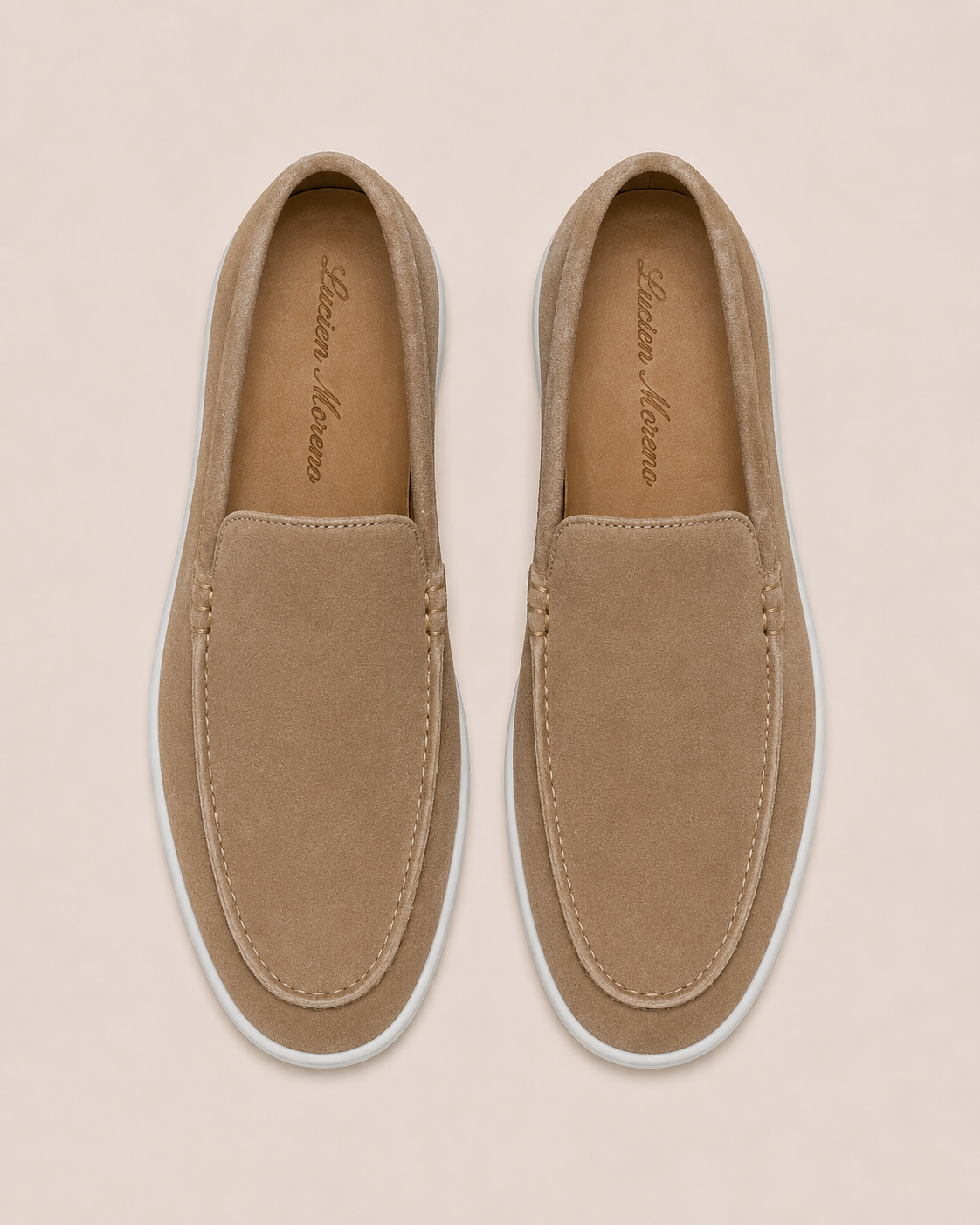 Beige Cowhide Slip-On Loafers – Positano Life