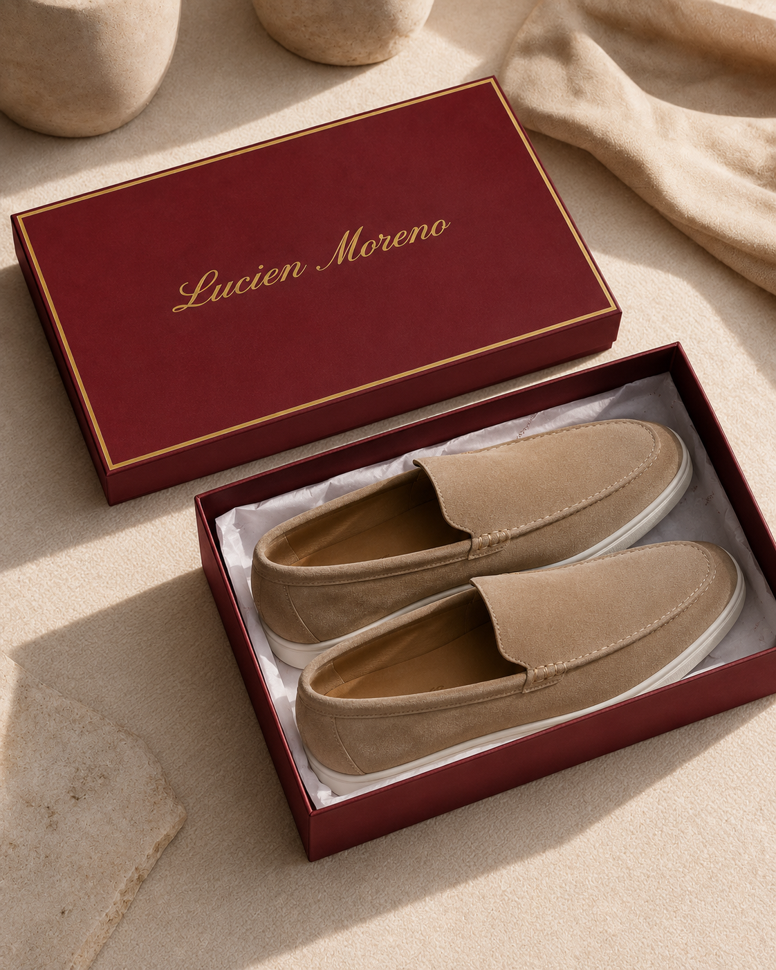 Beige Cowhide Slip-On Loafers – Positano Life