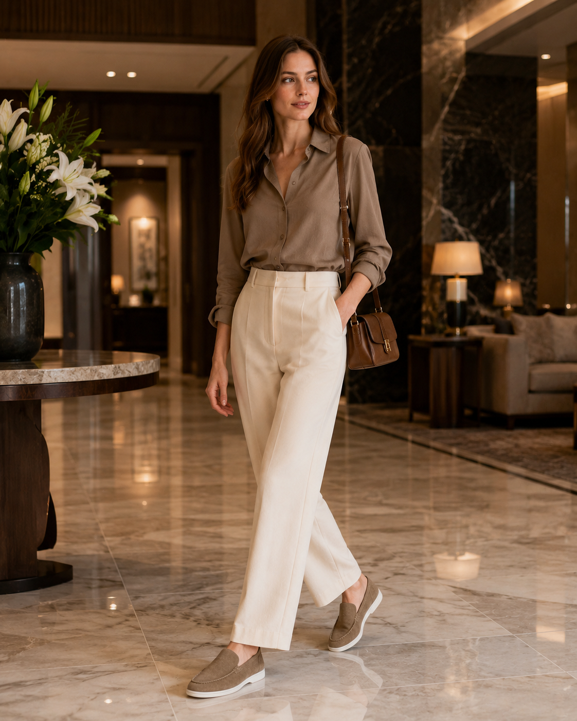 Lady Beige Cowhide Slip-On Loafers – Positano Life