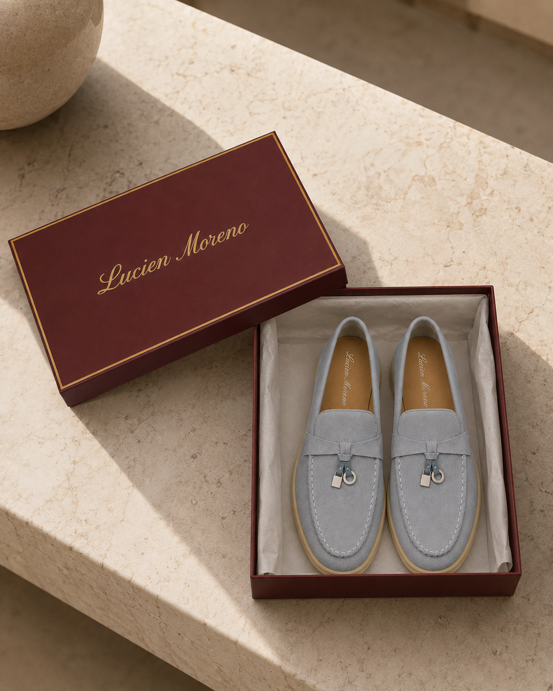 Lady Gray Blue Buckle Loafer – Positano Life