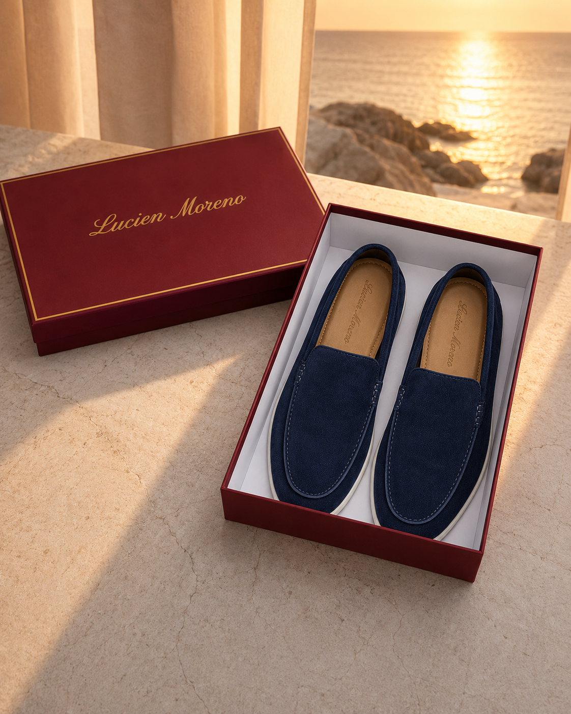 Navy Blue Cowhide Slip-On Loafers – Positano Life