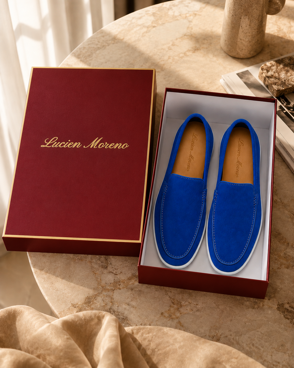 Royal Blue Cowhide Slip-On Loafers – Positano Life